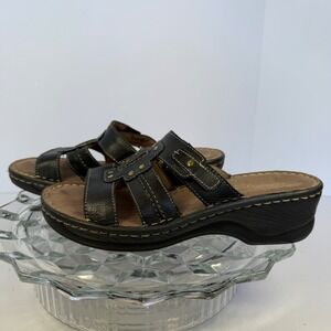 Natural Soul Naturalizer Black Leather Adjustable Comfort Slide Sandals Size‎ 7M